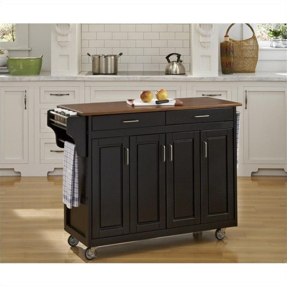 Homestyles Create-a-Cart Wood Rolling Kitchen Cart in Black