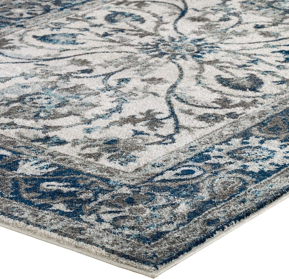 Entourage Samira Distressed Vintage Floral Persian Medallion 8x10 Area Rug