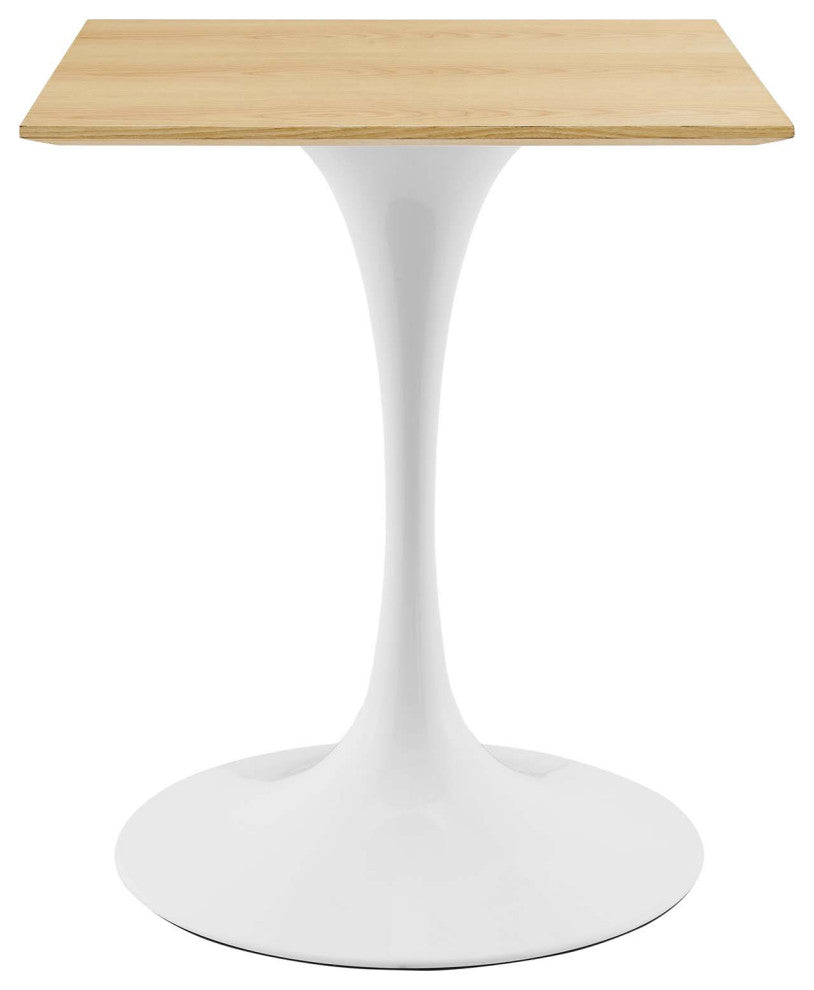 24" Dining Table, Square, Natural Brown White, Metal, Modern, Hospitality