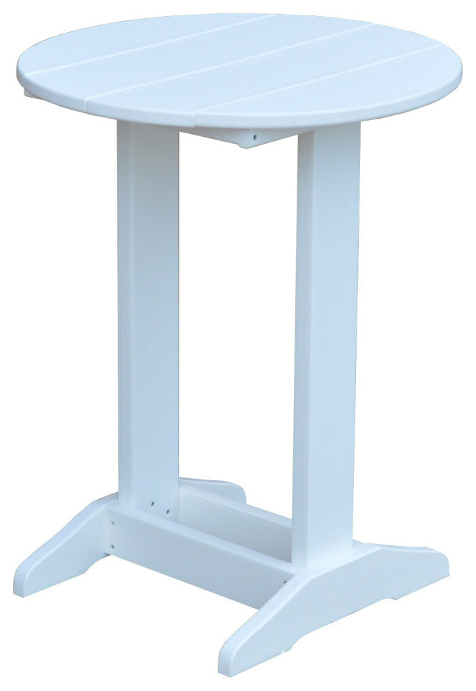 Poly Lumber Balcony Side Table, White, Round