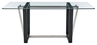 Kai Anastasia Rectangular Glass Dining Table 5pc Set, Light Gray Fabric Chairs