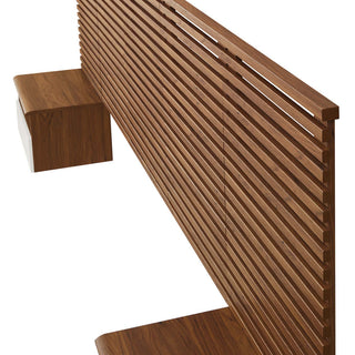 Render Wall Mount Queen Headboard and Modern Nightstands, Walnut