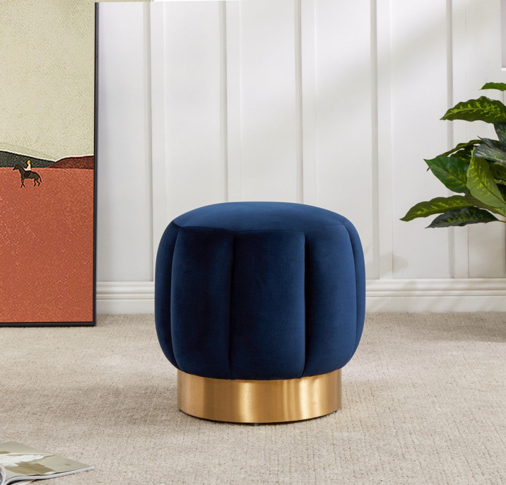 Safavieh Couture Maxine Channel Tufted Otttoman, Navy