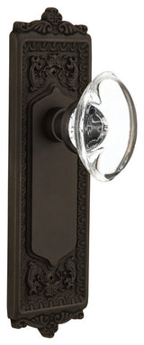 Single Egg and Dart Plate With Oval Clear Crystal Knob, Oil-Rubbed Bronze