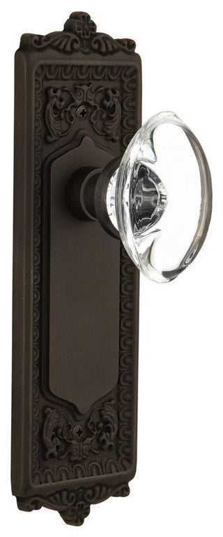 Single Egg and Dart Plate With Oval Clear Crystal Knob, Oil-Rubbed Bronze