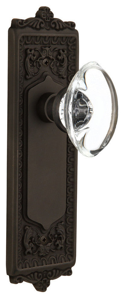 Single Egg and Dart Plate With Oval Clear Crystal Knob, Oil-Rubbed Bronze