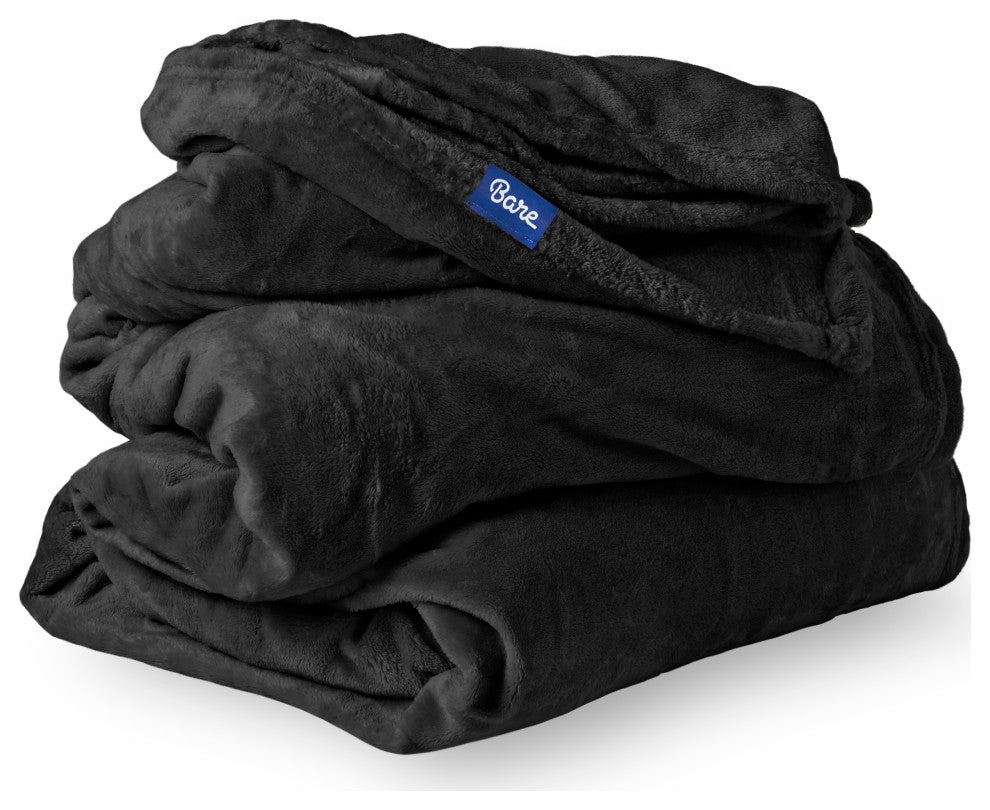 Bare Home Microplush Fleece Blanket, Charcoal, Twin/Twin Xl