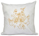 Five Little Birds, Floral Print Pillow, Gold, 16"x16"