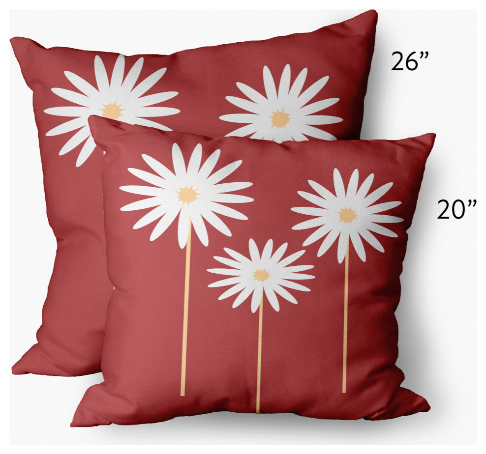 Floral Print Decorative Throw Pillow, Ligonberry Red, 20"x20"
