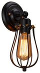 Industrial Edison Mini Black Wire Cage Wall Sconce