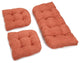 U-Shaped Microsuede Tufted Settee Cushions, 3-Piece Set, Spice