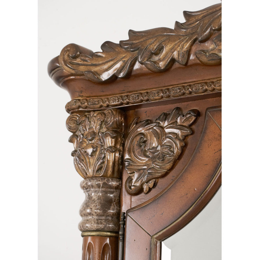 Villa Valencia Accent Floor Mirror with Storage, Classic Chestnut