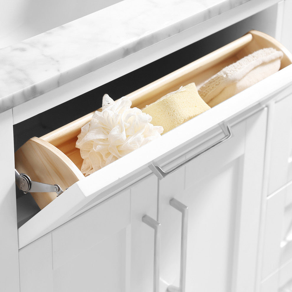 OVE Decors Tahoe Vanity, White With Carrara Marble Top, 60"