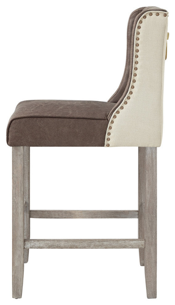 Rustic Manor Kaileigh Counter Stool, Leather PU, Brown