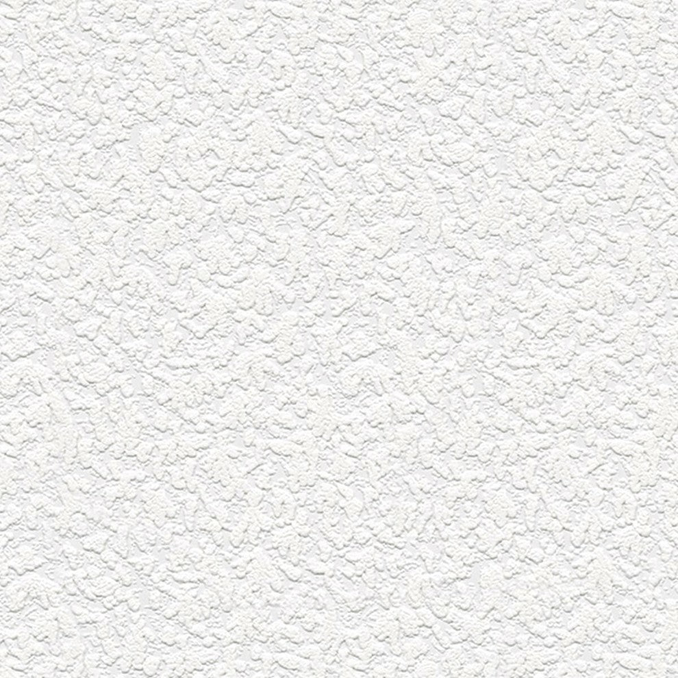 Architectural, Texture Geometric Paintable Pre-Pasted White Wallpaper Roll