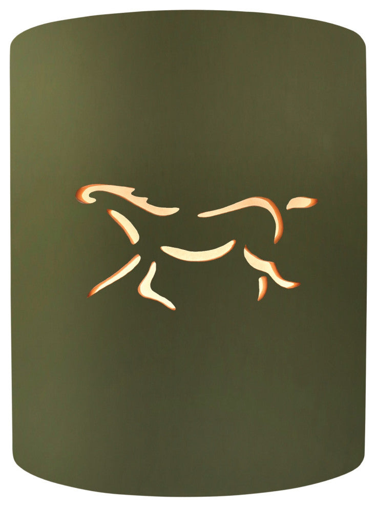 Sun Dagger Cylinder Wall Sconce, Open Top/Bottom, Matte Green, Standard