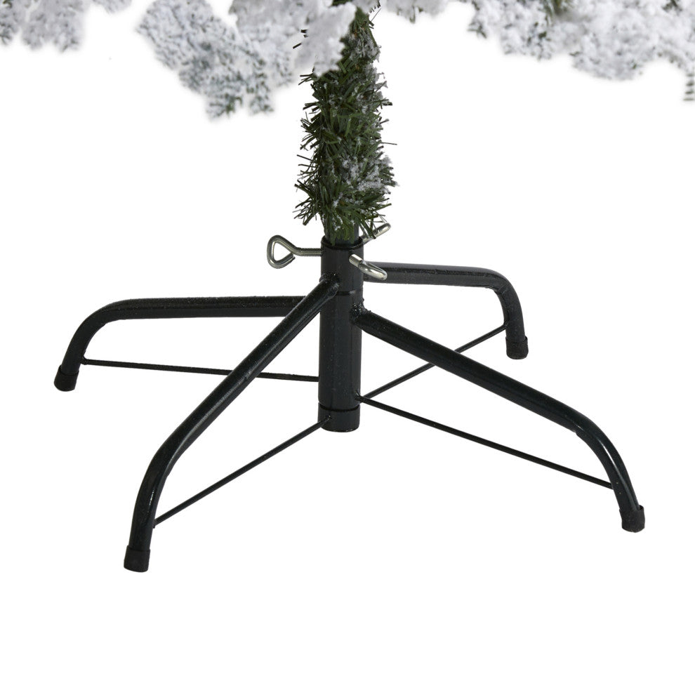 6' Flocked Montana Down Swept Spruce Faux Xmas Tree With 250 Clear LED Lights