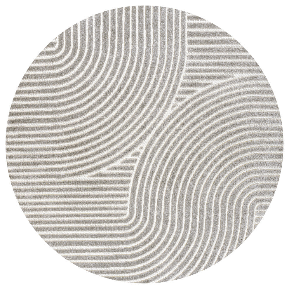 Hallie High-Low Minimalist Curve Geometric Indoor/Outdoor Area Rug