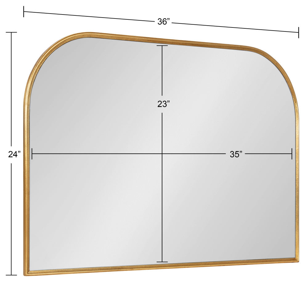 Caskill Framed Arch Wall Mirror, Gold 36x24