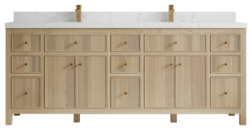Sonoma Oak 84 Double Sink Bath Vanity with 2" Empira White Quartz