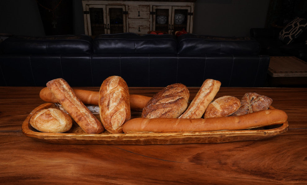 Food Safe Extra Long Rustic Wooden Dough Bowl