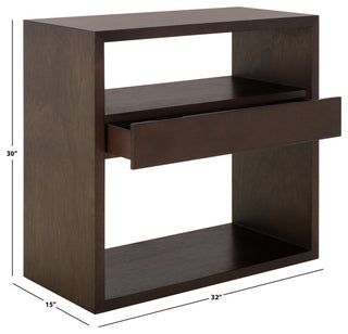 Safavieh Munson 2 Shelf 1 Drawer Console Table, Dark Oak