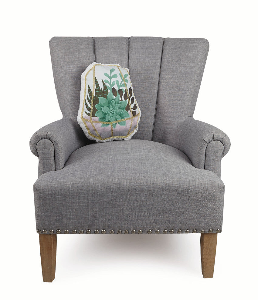 Succulent Terrarium Shaped Printed Pillow