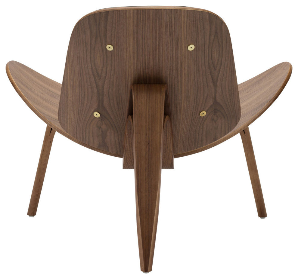 Artemis Lounge Chair in Black Leather and American Walnut Frame