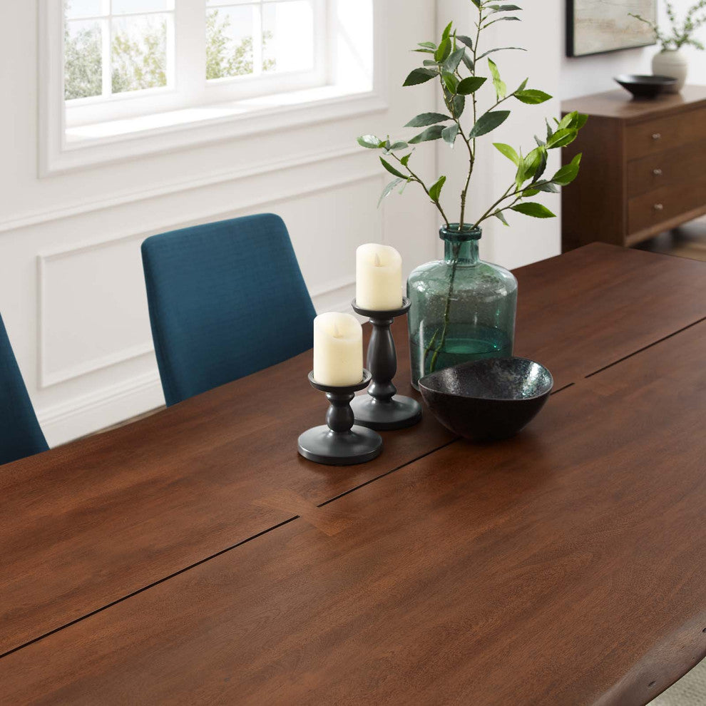 Viggo 96" Live Edge Acacia Wood Dining Table, Black Walnut