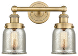 Edison Small Bell 2-Light 16" Vanity Light, Brushed Brass Finish, Mercury Shade
