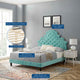 Tufted Platform Bed Frame, King Size, Velvet, Blue, Modern Contemporary, Bedroom