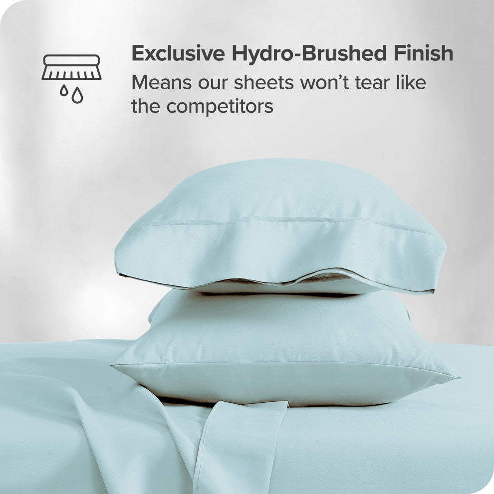 Bare Home 1800 Microfiber Sheet Set, Light Blue, Full