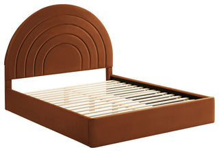 Solana Arched Performance Velvet King Platform Bed, Rust