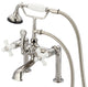Vintage 7" Spread Deck Mount Tub Faucet w/6" Risers & Handshower, Cross handles