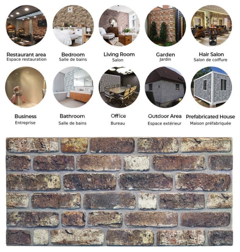 Faux Face Brick 3D Wall Panels, Gray Brown, Sample 10x10"