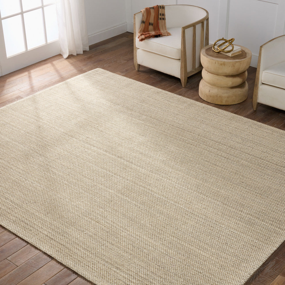 Jaipur Living Naples Natural Solid White/Taupe Area Rug, 12'x18'