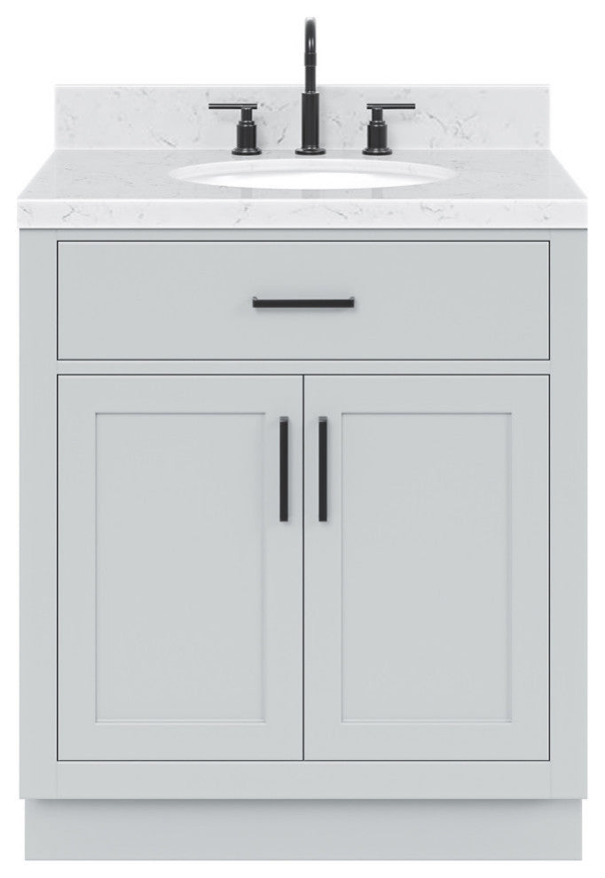 Ariel Hepburn 30"  Single Oval Sink Vanity, Carrara Quartz