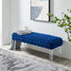 Prologue Woven Performance Velvet Ottoman, Navy