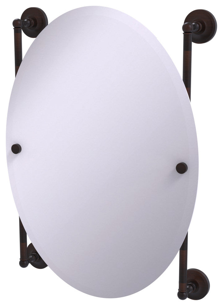 Prestige Regal Oval Frameless Rail Mounted Mirror, Venetian Bronze