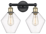 Cindyrella 2-Light 17" Bath Vanity Light, Black Antique Brass, Clear Shade