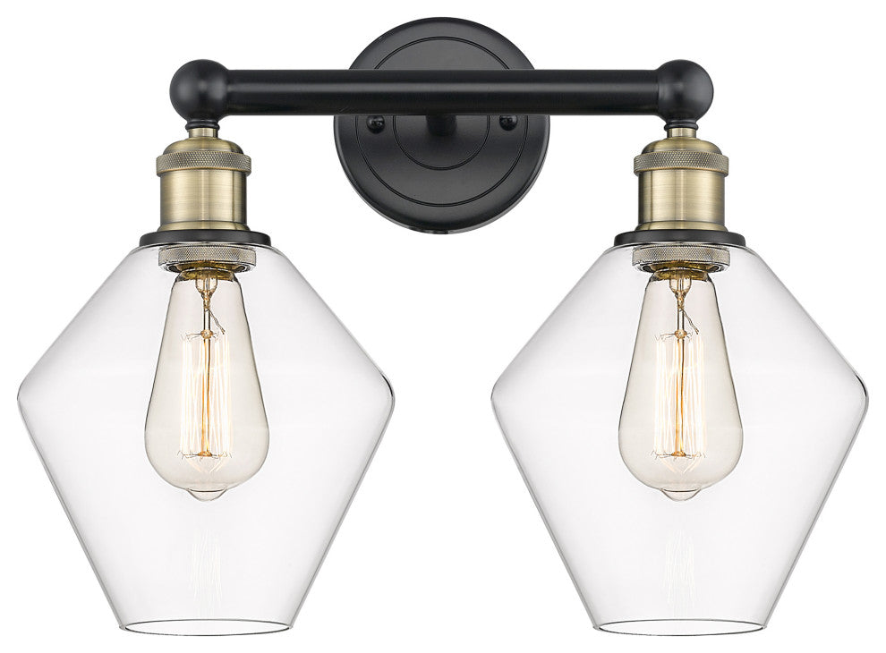 Cindyrella 2-Light 17" Bath Vanity Light, Black Antique Brass, Clear Shade