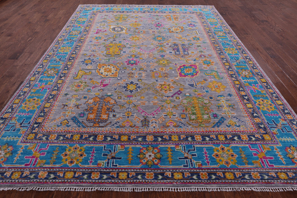 Turkish Oushak Handmade Wool Rug 9' 2" X 11' 11" - Q14996