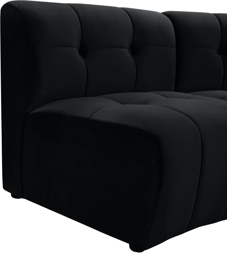 Limitless Velvet Upholstered 6-Piece Modular Sectional, Black