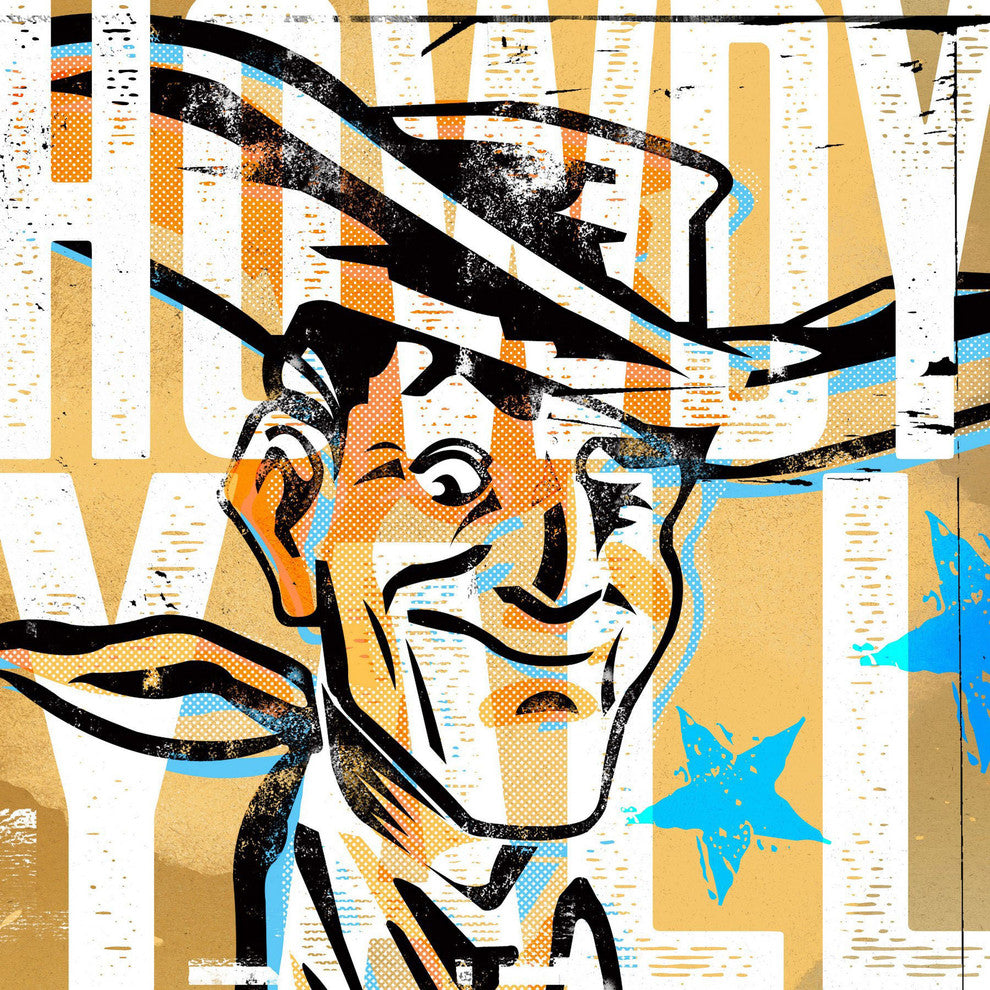 Marmont Hill, "Howdy Yall Vic" by Rick Martin Painting on Wrapped Canvas, 18x18