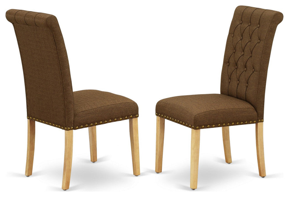 Bremond Parson Chair With Oak Leg And Linen Fabric - Set Of 2