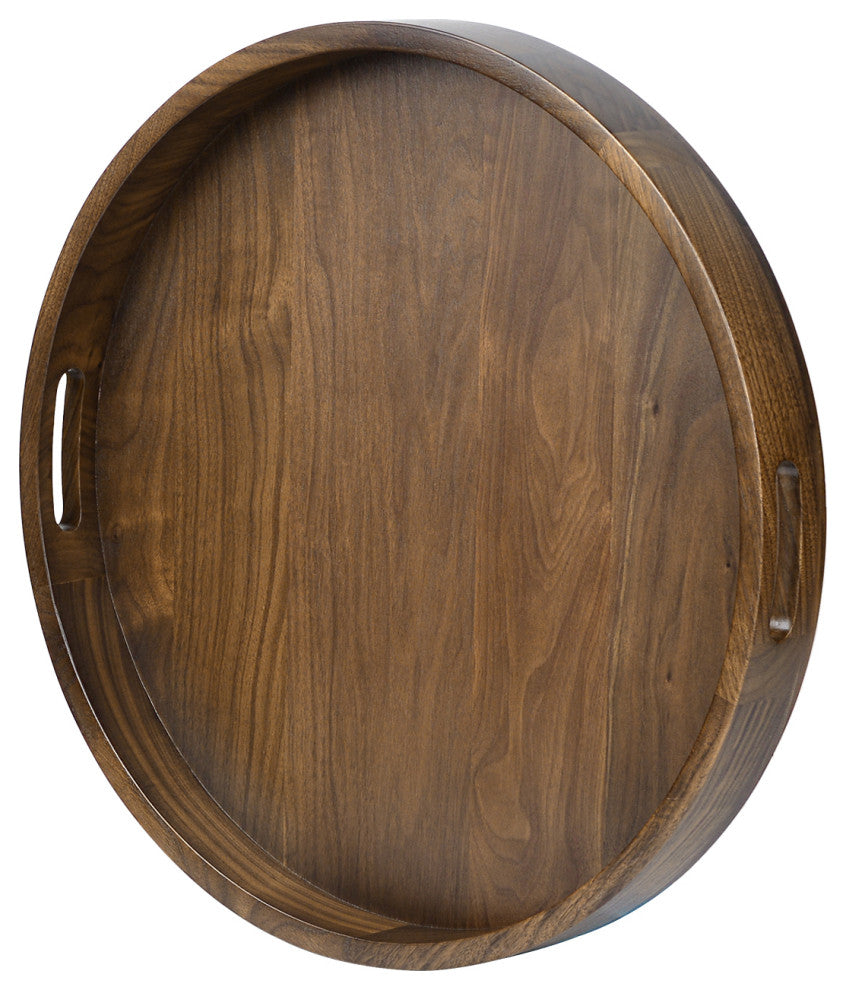 Round Black Walnut Solid Wood Tray Ottoman Tray, 24inch