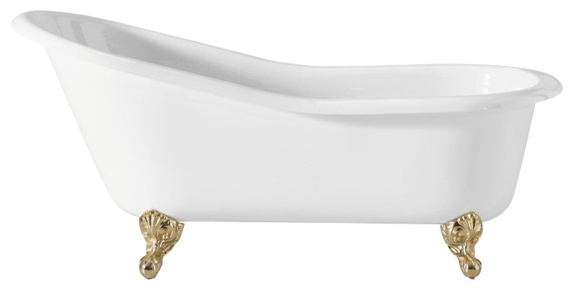 Cheviot Products Slipper Cast Iron Bathtub With Rolled Rim, Polished Brass
