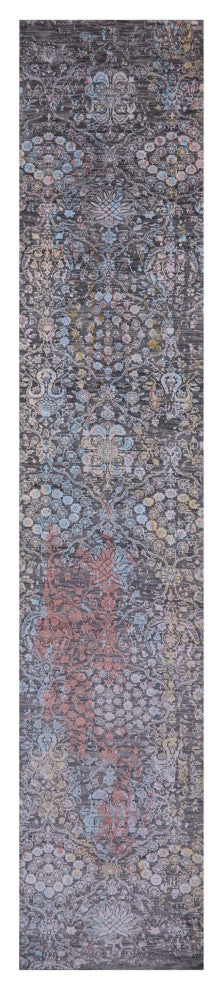 2' 7" X 14' 0" Runner Modern Handmade Wool and Silk Rug Q9267