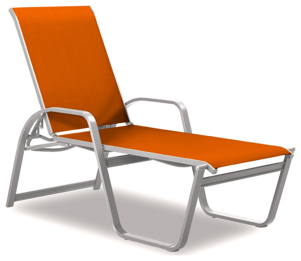 Aruba II 4-Position High Bed Chaise, Textured White, Tangerine