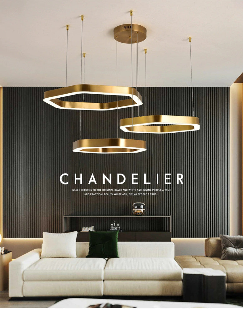Hexagon combined ring lamps for living room, dining room, bedroom., 32x39x47''